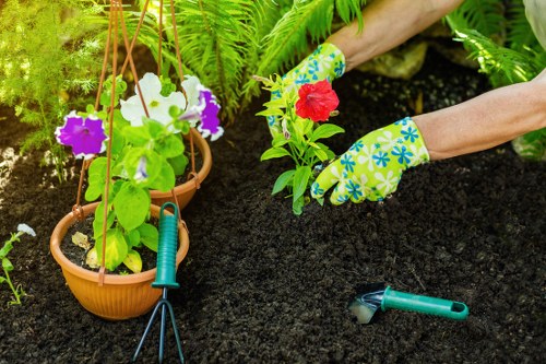 Signage and high-visibility clothing for roadside garden work